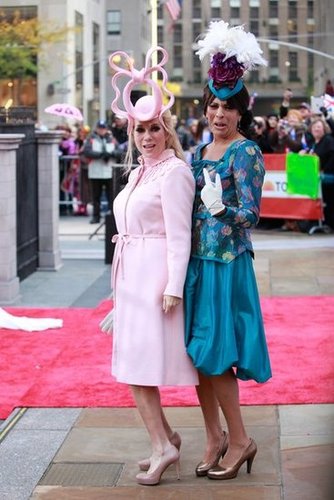 Kathie Lee Gifford and Hoda Kotb were Princesses Eugenie and Beatrice — in their royal wedding outfits — during 2011 in NYC.
Kathie Lee Gifford and Hoda Kotb were Princesses Eugenie and Beatrice — in their royal wedding outfits — during 2011 in NYC.