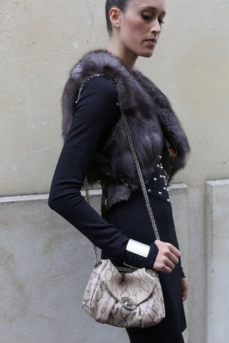 Snake-print and fur gave this LBD a touch of the exotic — and ultraluxe.
Snake-print and fur gave this LBD a touch of the exotic — and ultraluxe.