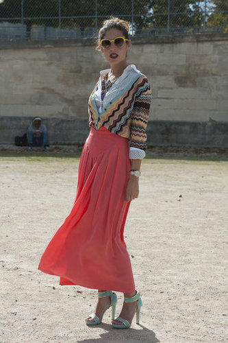 A Missoni for Target cardi upgrades a peachy maxi, while her heels played right into the color scheme.
A Missoni for Target cardi upgrades a peachy maxi, while her heels played right into the color scheme.