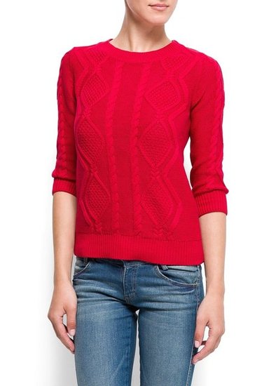 Mango's Cotton Cable Knit Jumper ($45) has a slim fit and comes in the perfect shade of cherry red.
Mango's Cotton Cable Knit Jumper ($45) has a slim fit and comes in the perfect shade of cherry red.