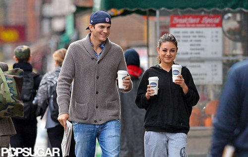 Ashton and His Sexy Girlfriend, Mila, Share a Smiley Coffee Date Ashton and His Sexy Girlfriend, Mila, Share a Smiley Coffee Date