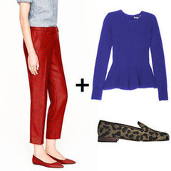Peplum Sweater and Wool Pants Outfit
