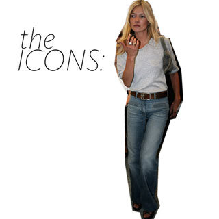 The Icons: Get Kate Moss's 70s Jeans and Grey TShirt Look With These Fashion and Beauty Buys