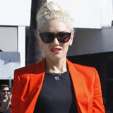 Gwen Stefani's Season Style: Orange Blazer and Tuxedo Pants Gwen Stefani's Season Style: Orange Blazer and Tuxedo Pants