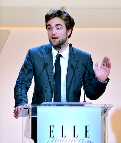 Robert Pattinson appeared on stage in LA at the Elle Women in Hollywood Awards.
Robert Pattinson appeared on stage in LA at the Elle Women in Hollywood Awards.