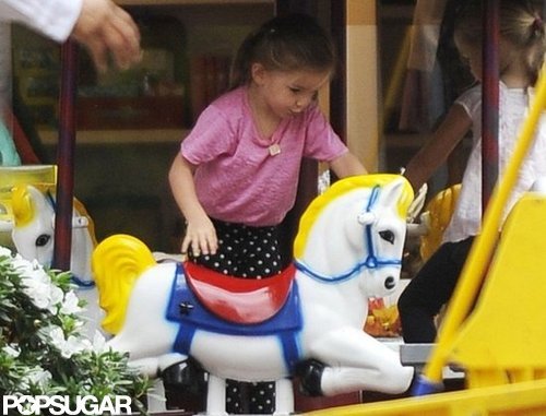 Seraphina Affleck took a ride on a play horse in LA.
Seraphina Affleck took a ride on a play horse in LA.