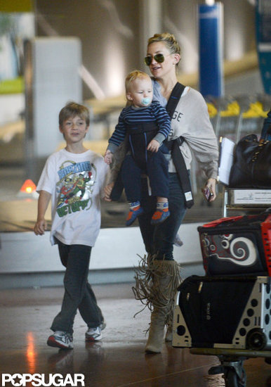 Kate Hudson Lands in Paris With Her Boys Ryder and Bingham Kate Hudson Lands in Paris With Her Boys Ryder and Bingham