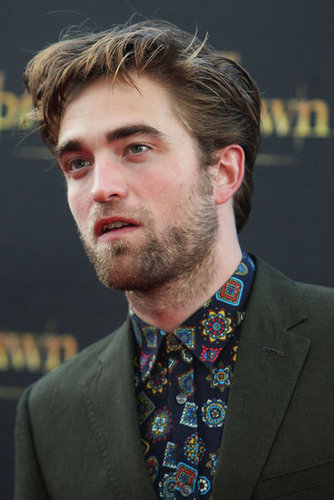 Robert Pattinson wore a printed shirt and green suit to promote Breaking Dawn Part 2 in Sydney.
Robert Pattinson wore a printed shirt and green suit to promote Breaking Dawn Part 2 in Sydney.