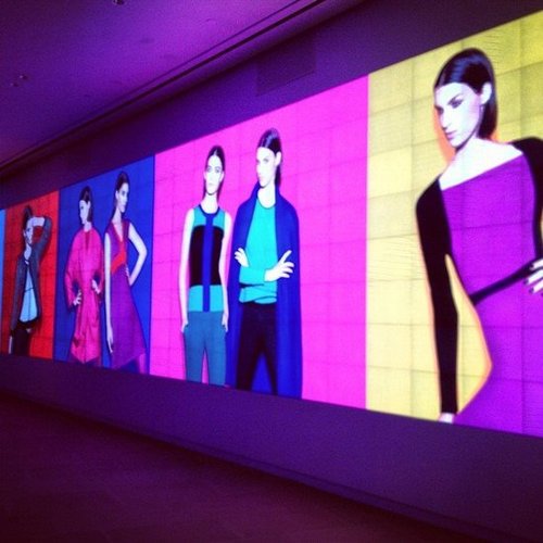 Large, brightly colored screens showcased the Narciso Rodriguez for Kohl's collection.
Large, brightly colored screens showcased the Narciso Rodriguez for Kohl's collection.