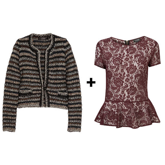 Play with textures and mix a nubby striped cardigan with a lace peplum top. Just make sure the cardigan is slightly cropped, so the peplum will stick out underneath just perfectly so.
Isabel Marant Barte Stripe Knit Cardigan ($765)
Topshop Lace Peplum Top ($72)
Play with textures and mix a nubby striped cardigan with a lace peplum top. Just make sure the cardigan is slightly cropped, so the peplum will stick out underneath just perfectly so.
Isabel Marant Barte Stripe Knit Cardigan ($765)
Topshop Lace Peplum Top ($72)