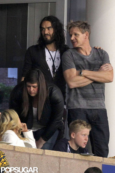 Russell Brand and Gordon Ramsay watched the LA Galaxy play in LA.
Russell Brand and Gordon Ramsay watched the LA Galaxy play in LA.