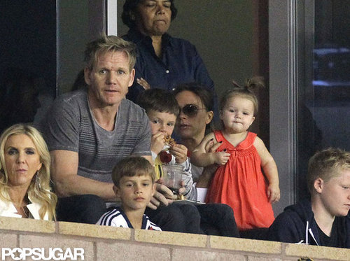Victoria and Harper Cheer On David With the Ramsays and Russell Brand Victoria and Harper Cheer On David With the Ramsays and Russell Brand