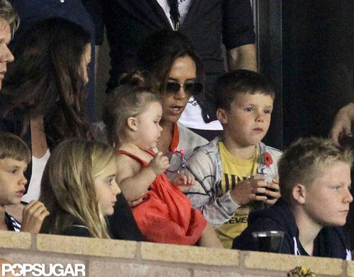 Victoria Beckham and daughter Harper watched the LA Galaxy play in LA.
Victoria Beckham and daughter Harper watched the LA Galaxy play in LA.