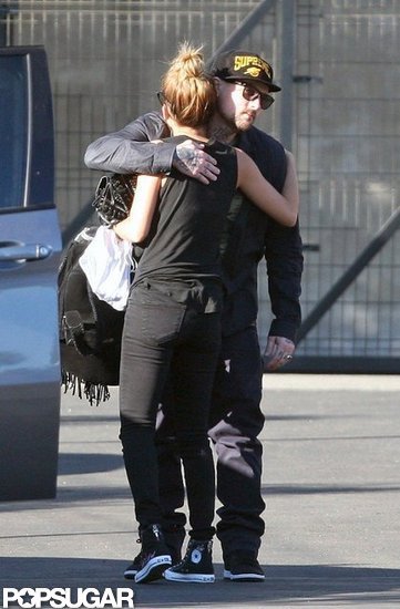Joel Madden hugged Nicole Richie. Joel Madden hugged Nicole Richie.