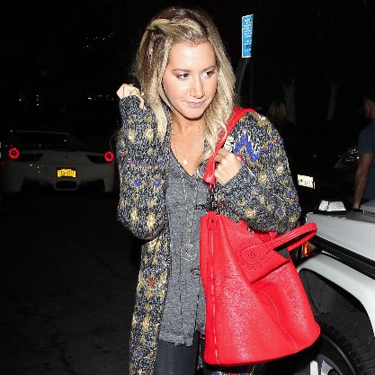Ashley Tisdale Wearing Black Spiked Leather Boots