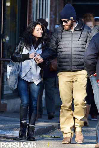 Jake Gyllenhaal held hands with a female friend.
Jake Gyllenhaal held hands with a female friend.