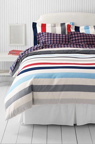 Lands' End Flannel Stripe Duvet Cover