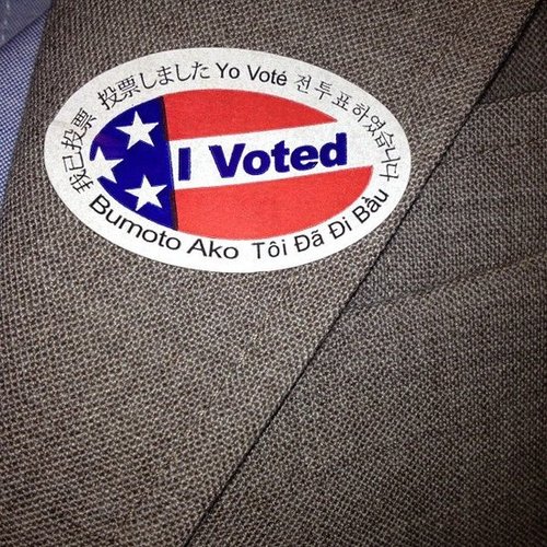 Zooey Deschanel rocked her "I Voted" pin on Election Day.
Source: Instagram user ZooeyDeschanel
Zooey Deschanel rocked her "I Voted" pin on Election Day.
Source: Instagram user ZooeyDeschanel