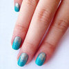 DIY Tiffany Blue and Glitter Ombre Nail Art