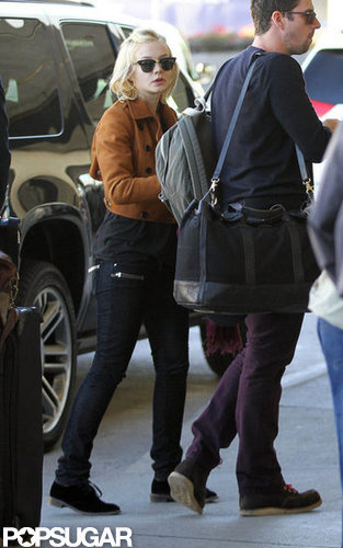 Carey Mulligan arrived at LAX with her husband.
Carey Mulligan arrived at LAX with her husband.