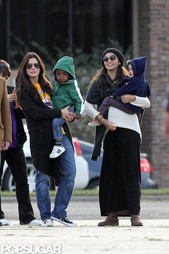 Sandra Bullock held Louis on her hip and hung out with Camila Alves, who held Vida.
Sandra Bullock held Louis on her hip and hung out with Camila Alves, who held Vida.