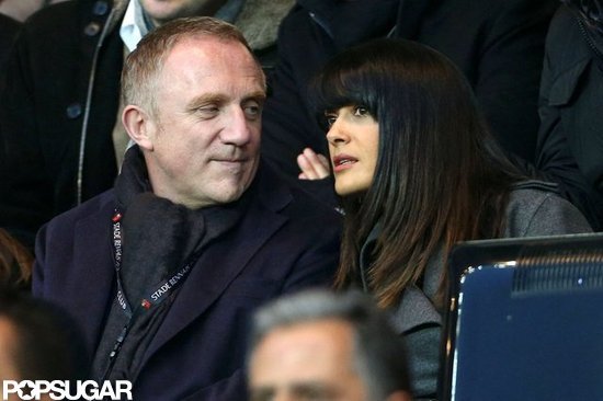 Salma Hayek and Francois-Henri Pinault kept close during the match.
Salma Hayek and Francois-Henri Pinault kept close during the match.