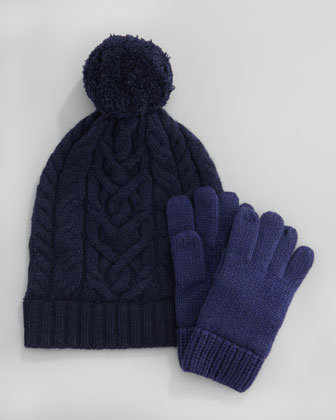 Cashmere Cable Knit Hat and Mittens Cashmere Cable Knit Hat and Mittens
