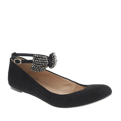 Channel a girlie sensibility with a pair of J.Crew collection crystal bow-tie flats ($198). We especially like the idea of these with an on-trend fit-and-flare dress.
Channel a girlie sensibility with a pair of J.Crew collection crystal bow-tie flats ($198). We especially like the idea of these with an on-trend fit-and-flare dress.