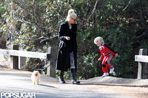 Gwen Stefani walked the dog while Zuma played along beside them.
Gwen Stefani walked the dog while Zuma played along beside them.