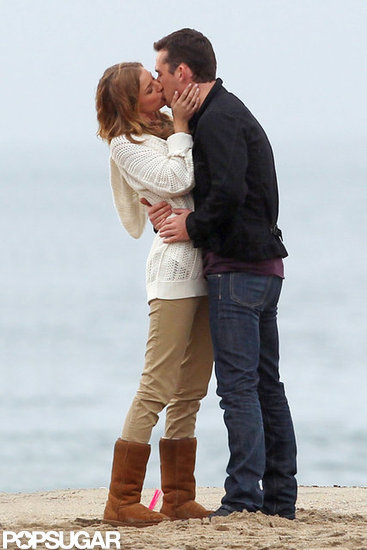 Emily VanCamp passionately kissed costar Barry Sloane on the set of Revenge. Emily VanCamp passionately kissed costar Barry Sloane on the set of Revenge.
