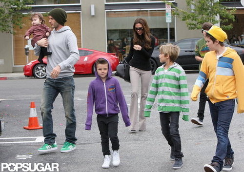 The whole Beckham crew grabbed lunch in LA in March.
The whole Beckham crew grabbed lunch in LA in March.