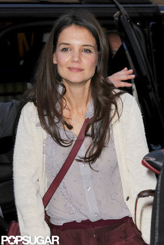 Katie Holmes kept warm in a light sweater.
Katie Holmes kept warm in a light sweater.