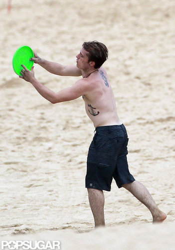 Josh Hutcherson showed off two of his nautical tattoos.
Josh Hutcherson showed off two of his nautical tattoos.