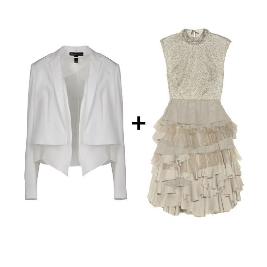 White Blazer + Peplum Dress