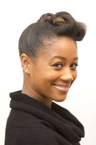 You can top this updo off with a flower or barrette for added glamour or wear it as is. The best part about this modern take on a victory roll is that it maintains your curls — and that means that your second-day hairstyle will be a cinch.
You can top this updo off with a flower or barrette for added glamour or wear it as is. The best part about this modern take on a victory roll is that it maintains your curls — and that means that your second-day hairstyle will be a cinch.