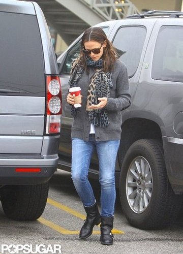 Jennifer Garner sported jeans and boots.
Jennifer Garner sported jeans and boots.