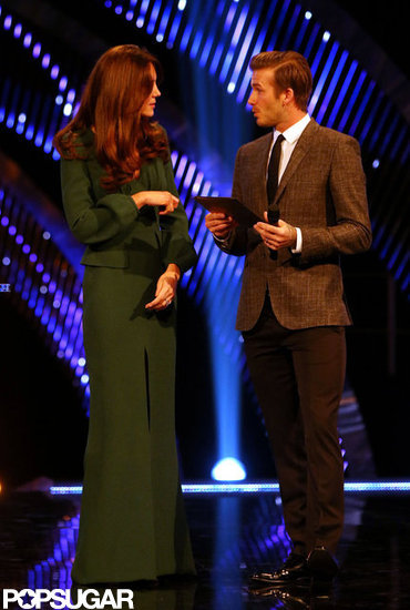 Kate Middleton and David Beckham were on stage at the awards in London.
Kate Middleton and David Beckham were on stage at the awards in London.