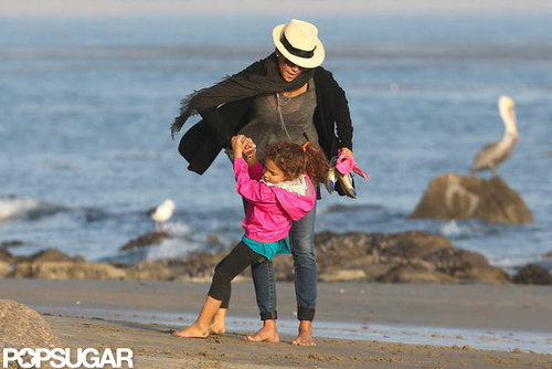 Halle Berry and Nahla Stroll and Twirl in the Sand Halle Berry and Nahla Stroll and Twirl in the Sand