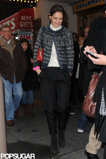 Katie Holmes arrived to the theater. Katie Holmes arrived to the theater.