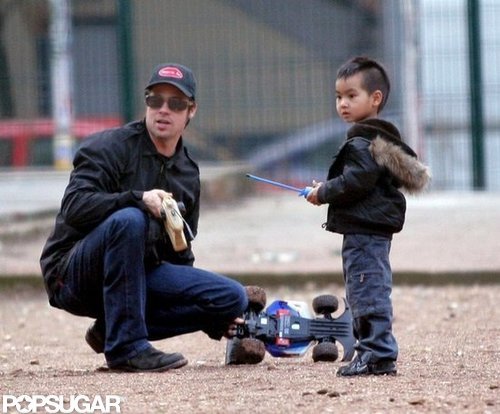 Brad Pitt and Maddox played with remote-control cars during a February 2005 trip to Paris.
Brad Pitt and Maddox played with remote-control cars during a February 2005 trip to Paris.