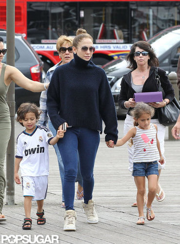Jennifer Lopez held hands with her twins, Max and Emme Anthony.
Jennifer Lopez held hands with her twins, Max and Emme Anthony.