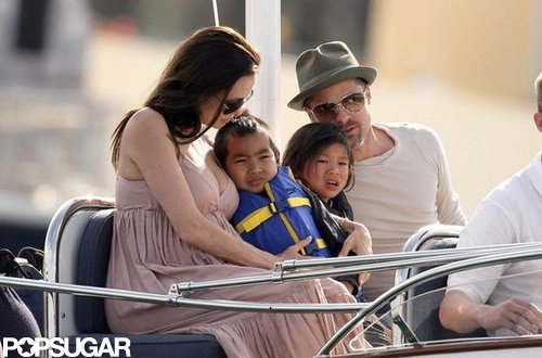 Brad Pitt and Angelina Jolie took a Southern France boat ride with Pax and Maddox in May 2008.
Brad Pitt and Angelina Jolie took a Southern France boat ride with Pax and Maddox in May 2008.