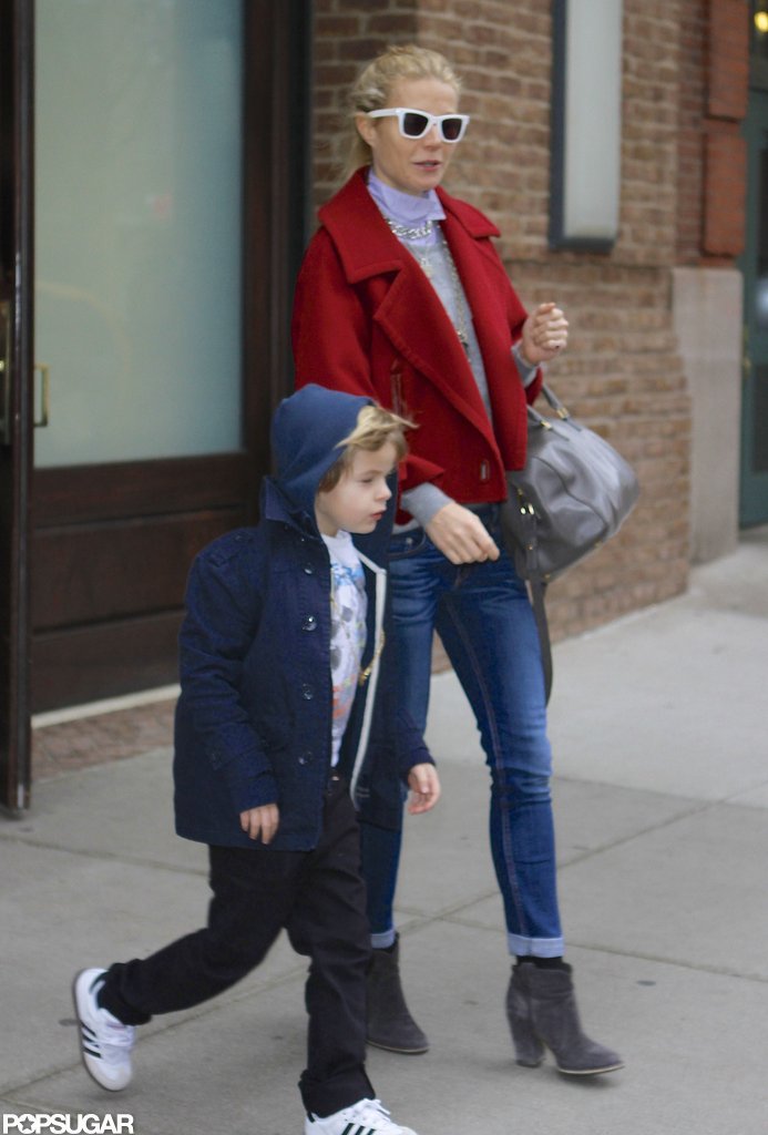 Gwyneth Paltrow and Moses Martin walked to a waiting car in NYC. Gwyneth Paltrow and Moses Martin walked to a waiting car in NYC.