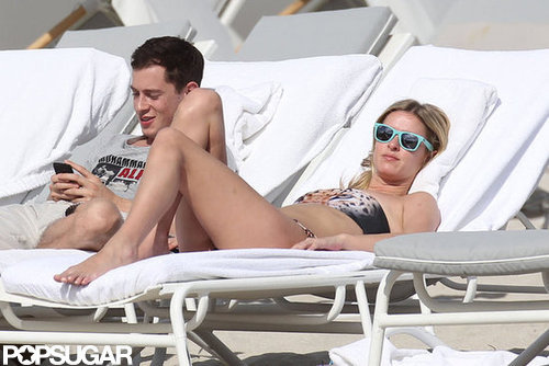 Nicky Hilton wore a bandeau bikini and blue sunglasses.
Nicky Hilton wore a bandeau bikini and blue sunglasses.
