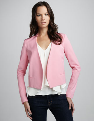 Need a little pink in your life? Then add this Theory pink cropped blazer ($395) to your wardrobe. And don't be afraid to colorblock it with hues like orange and red.
Need a little pink in your life? Then add this Theory pink cropped blazer ($395) to your wardrobe. And don't be afraid to colorblock it with hues like orange and red.
