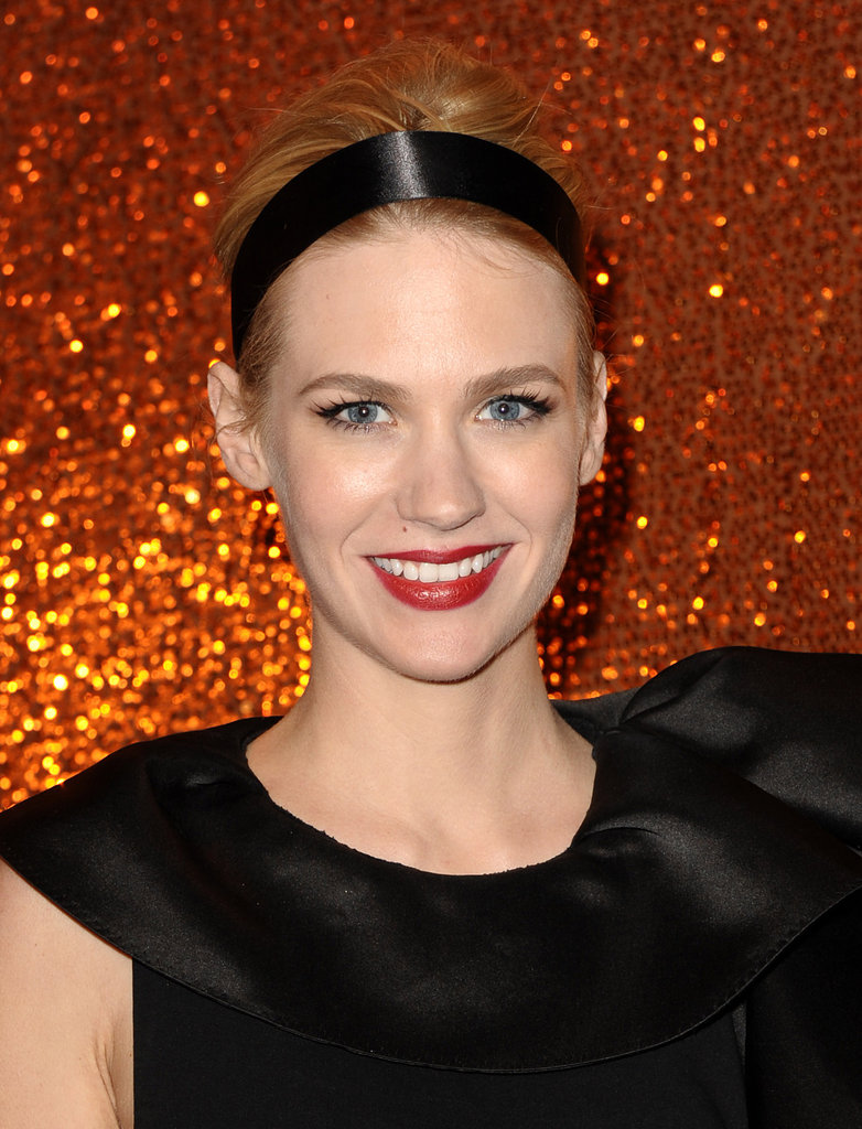 January went for a more classic take on beauty at the 2010 HBO Golden Globes afterparty. She paired her black Lanvin gown with a deep red lipstick and accented her voluminous updo with a black satin ribbon. A modern-day Holly Golightly, no?
January went for a more classic take on beauty at the 2010 HBO Golden Globes afterparty. She paired her black Lanvin gown with a deep red lipstick and accented her voluminous updo with a black satin ribbon. A modern-day Holly Golightly, no?