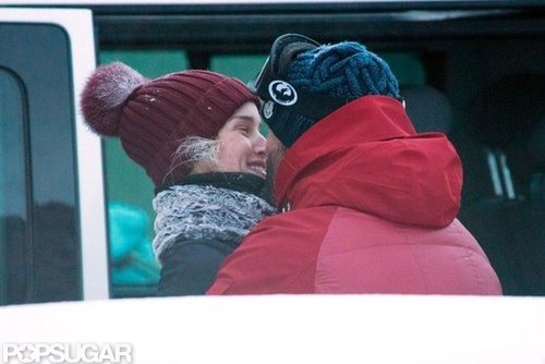 Jason Statham and Rosie Huntington-Whiteley Show PDA on the Slopes Jason Statham and Rosie Huntington-Whiteley Show PDA on the Slopes