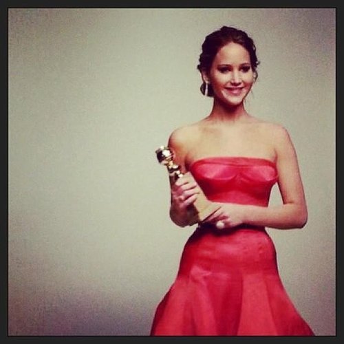 Jennifer Lawrence posed with her Golden Globe award.
Source: Twitter user InStyle
Jennifer Lawrence posed with her Golden Globe award.
Source: Twitter user InStyle