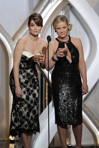 Tina Fey and Amy Poehler pretended to be drunk after they lost the Globe for best actress in a TV show, comedy or musical, to Lena Dunham.
Tina Fey and Amy Poehler pretended to be drunk after they lost the Globe for best actress in a TV show, comedy or musical, to Lena Dunham.
