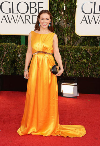 Alyssa Milano — mom to lil Milo, 1 — brightened up the red carpet in a long yellow gown.
Alyssa Milano — mom to lil Milo, 1 — brightened up the red carpet in a long yellow gown.